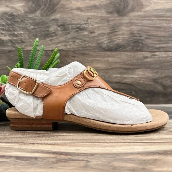 NIB Earth Origins Mendy Leather Thong Sandal Saddle 9M 40.5 - Picture 5 of 12